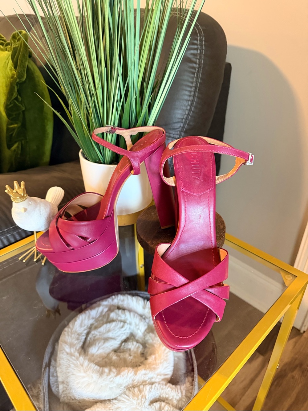 SCHUTZ Keefa Burgundy Platform Sandals